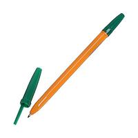 Шариковая ручка: жёлтый корпус, с зеленым колпачком, цвет чернил-зеленый, арт.051/зел.