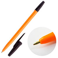 Шариковая ручка: жёлтый корпус, с черным колпачком, цвет чернил-черный