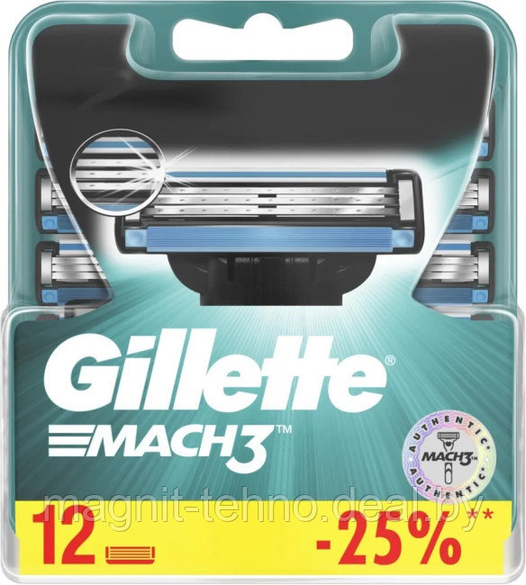 Сменные кассеты для бритья Gillette Mach3 12 шт - фото 1 - id-p211170250