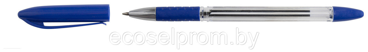 Ручка шариков. Buro прозрачный/синий d=0.7мм син. черн. сменный стержень линия 0.5мм резин. манжета без инд. М