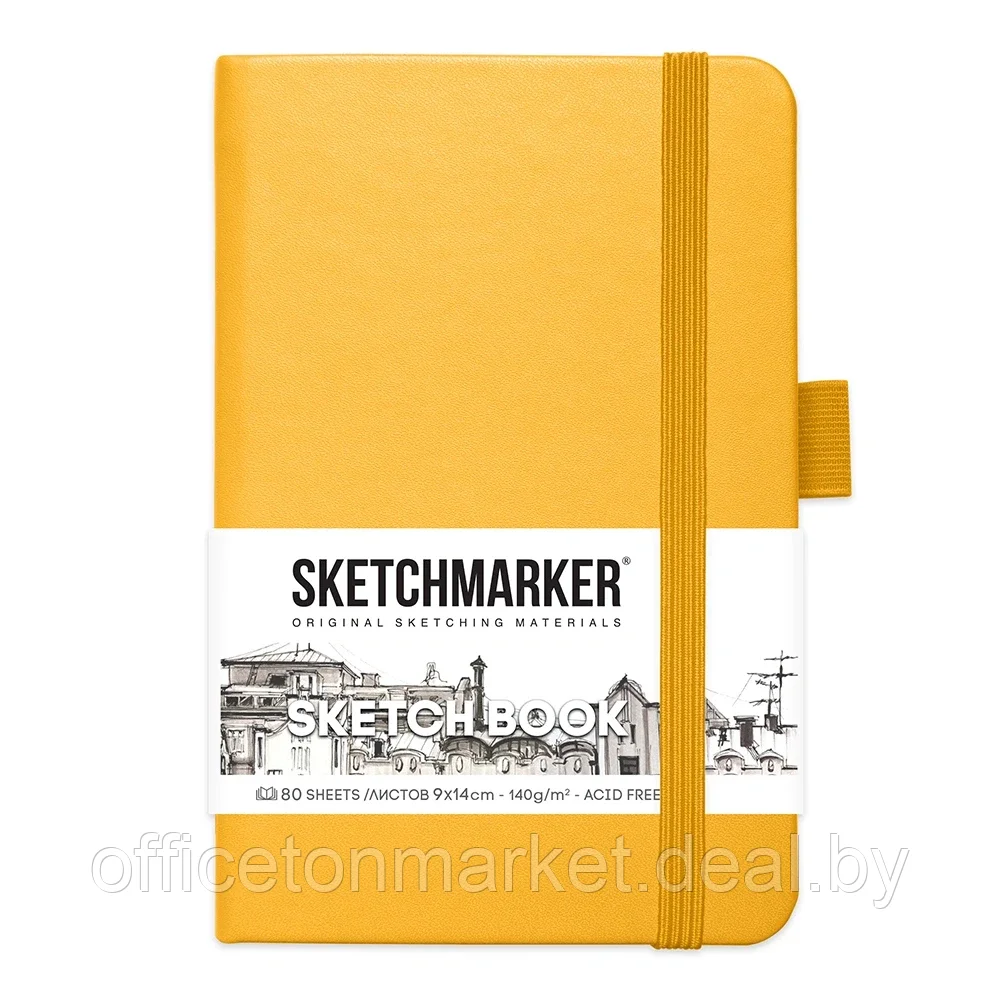 Скетчбук "Sketchmarker", 9x14 см, 140 г/м2, 80 листов, желтый - фото 1 - id-p209504544