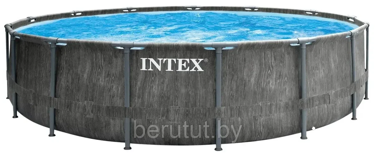 Каркасный бассейн INTEX Prism Frame Greywood Premium с фильтр-насосом 549х122см - фото 2 - id-p211171409