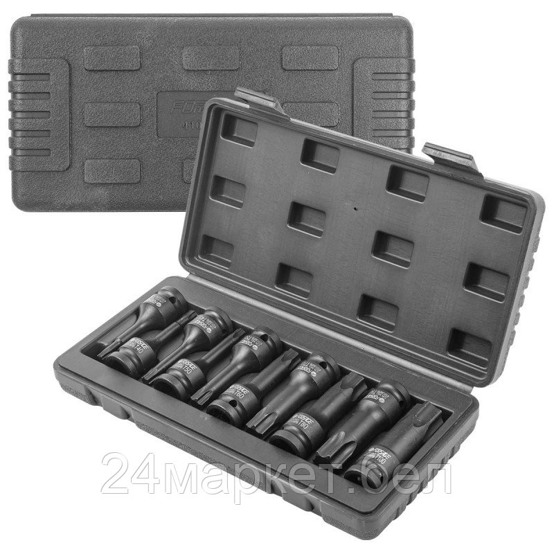 Набор головок-бит TORX ударных 10пр.,1/2"(T30, T40, T45, T50, T55, T60, T70, T80, T90, T100), в кейсе Forsage - фото 1 - id-p207261125