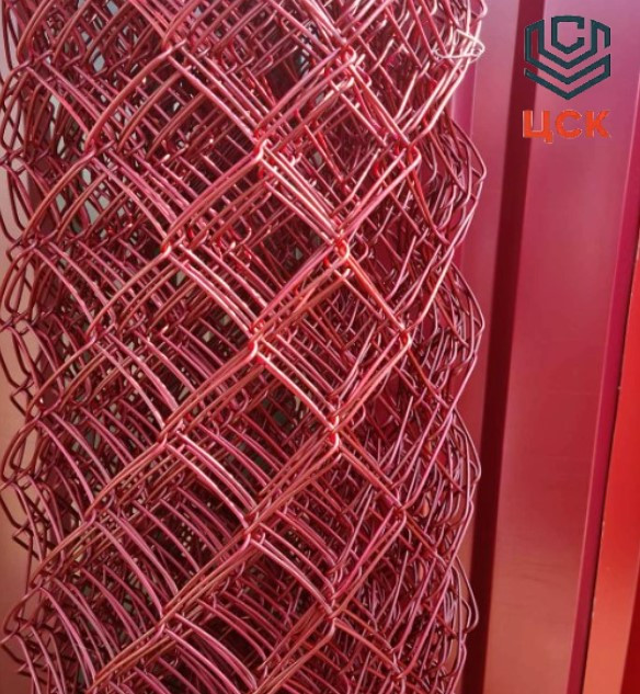 РБ Сетка-рабица ПВХ-полимерным покрытием, яч. 55х55х2.4 мм, 1х10 м, красная - фото 1 - id-p211172897