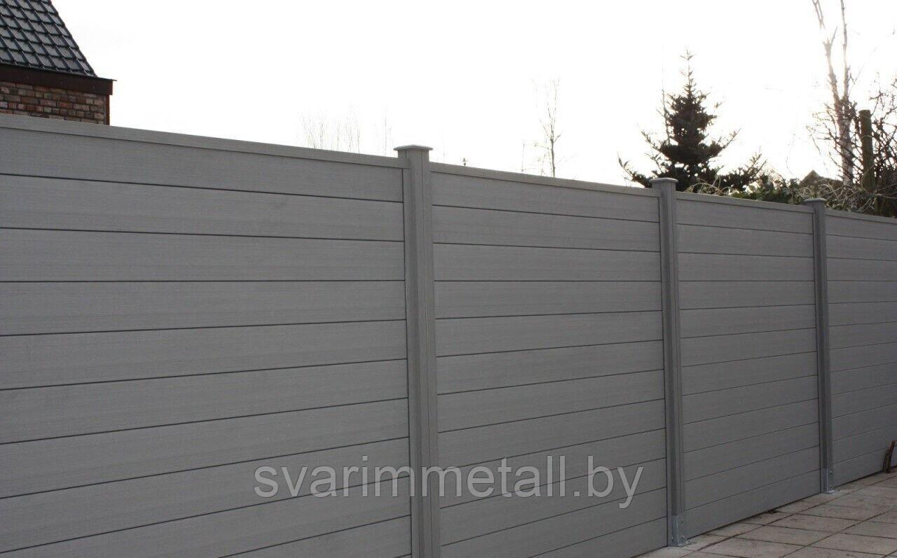 Забор из металлического сайдинга (металлосайдинг), серый - фото 1 - id-p211186945