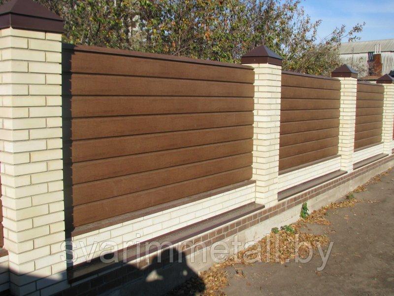 Забор из металлического сайдинга (металлосайдинг), серый - фото 10 - id-p211186945