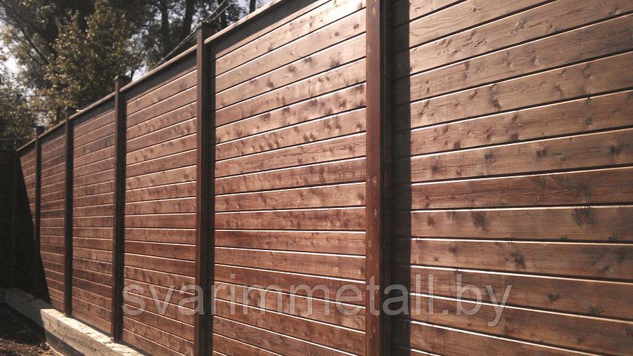 Забор из металлического сайдинга (металлосайдинг), коричневый - фото 5 - id-p211186948