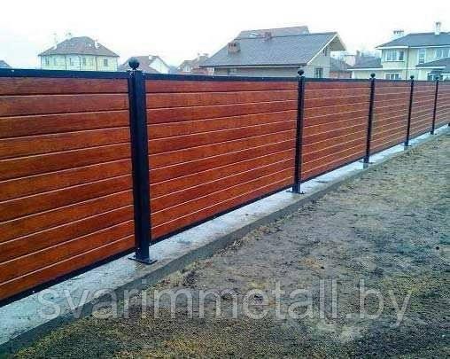 Забор из металлического сайдинга (металлосайдинг), коричневый - фото 5 - id-p211186949