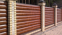 Забор из металлического сайдинга (металлосайдинг), под дерево, фото 7