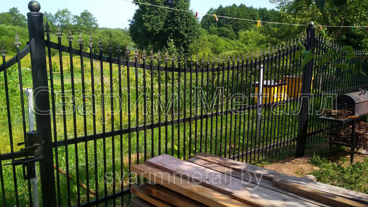 Забор сварной, с элементами ковки (с ковкой), черный - фото 2 - id-p211187324