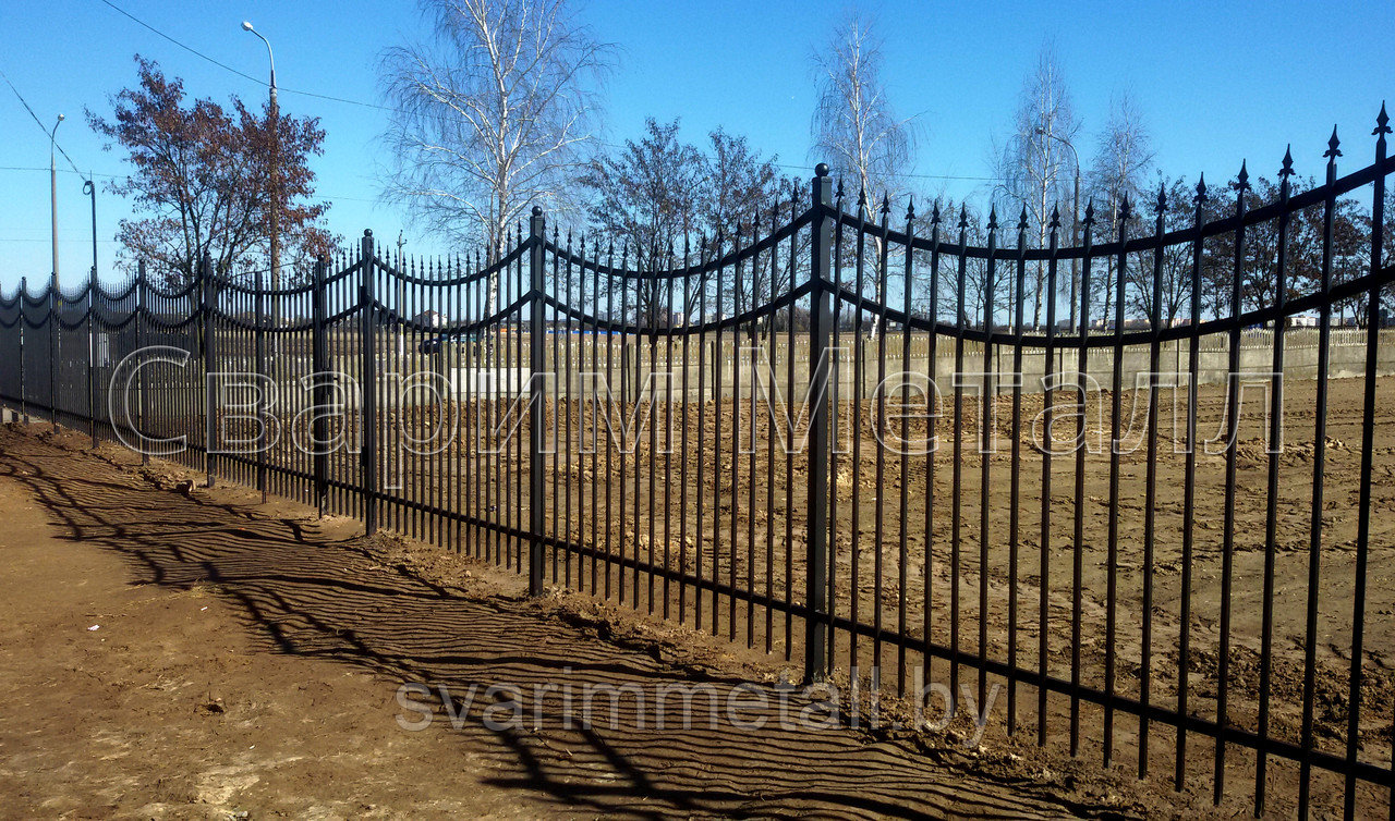 Забор сварной, с элементами ковки (с ковкой), черный - фото 2 - id-p211187326
