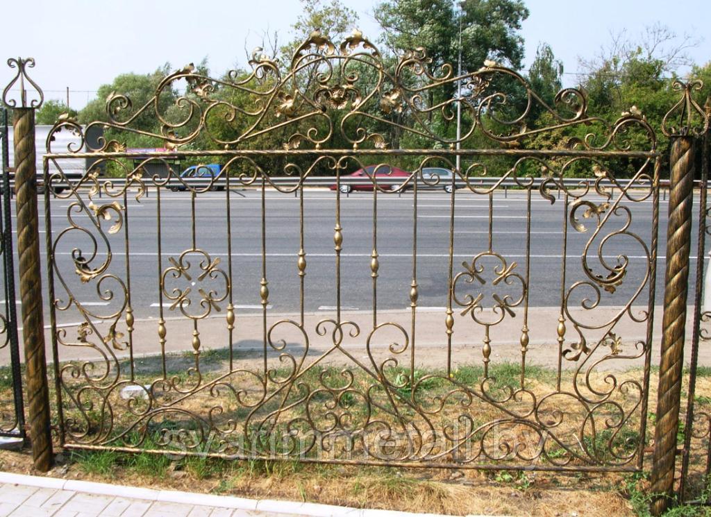 Забор сварной, с элементами ковки (с ковкой), коричневый - фото 9 - id-p211187330