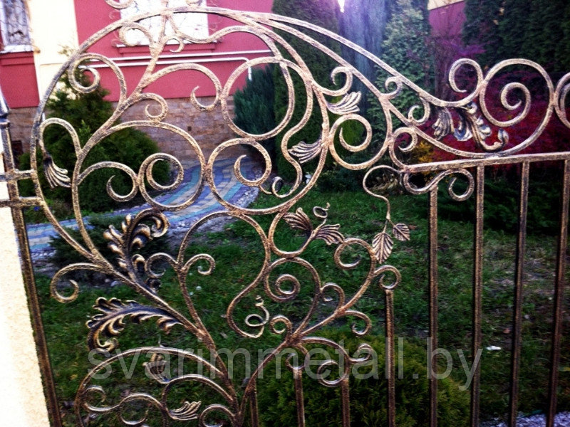 Забор сварной, с элементами ковки (с ковкой), коричневый - фото 10 - id-p211187330