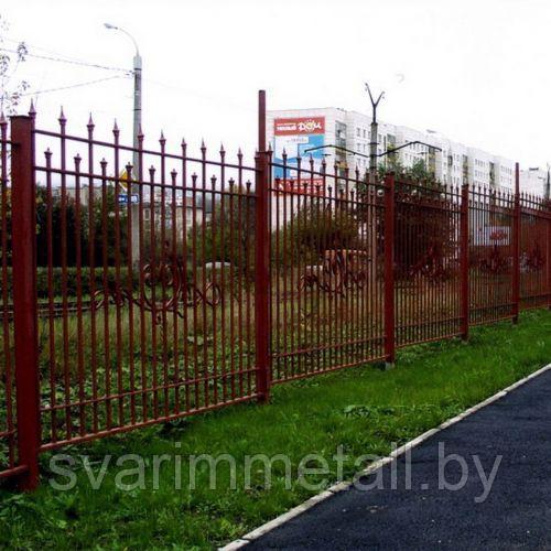 Забор сварной, с элементами ковки (с ковкой), коричневый - фото 1 - id-p211187342