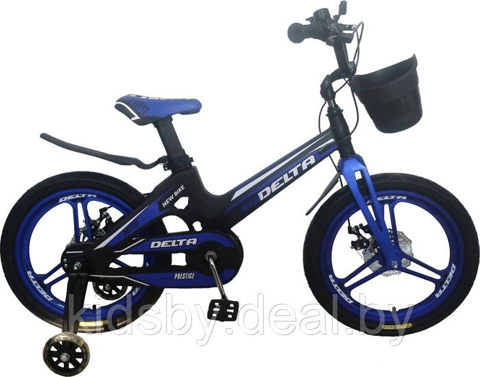Детский велосипед Delta Prestige D 18" + шлем 2020 (черный/синий) магниевая рама, вилка и колеса - фото 1 - id-p120541135