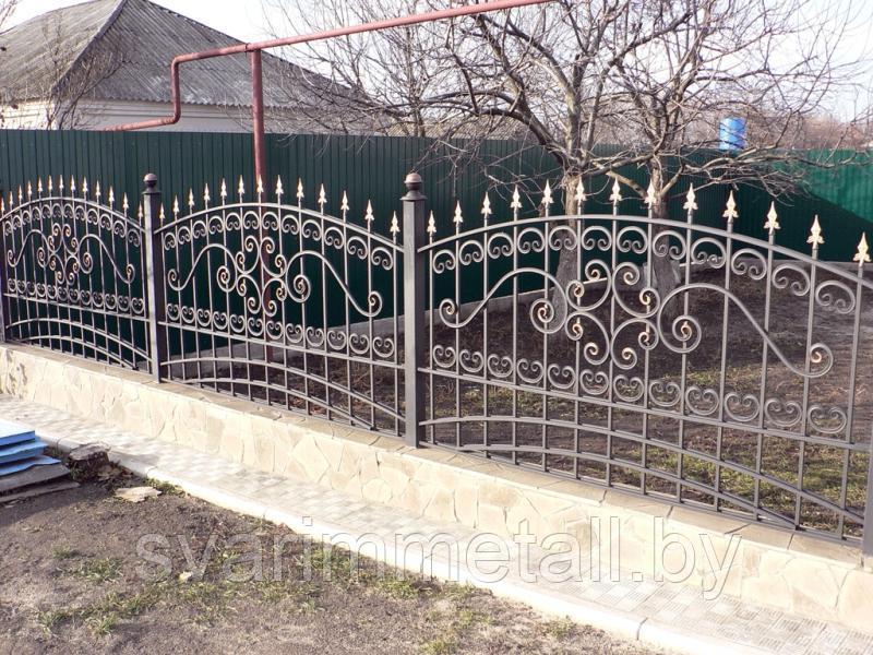 Забор сварной, с элементами ковки (с ковкой), под золото