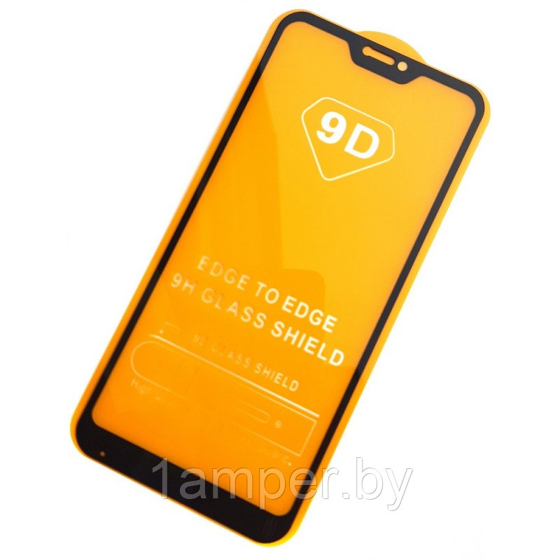 Защитное стекло 9D (дополнительное самоклеющееся) на экран Xiaomi Mi A2 Lite/Redmi 6 Pro Черное