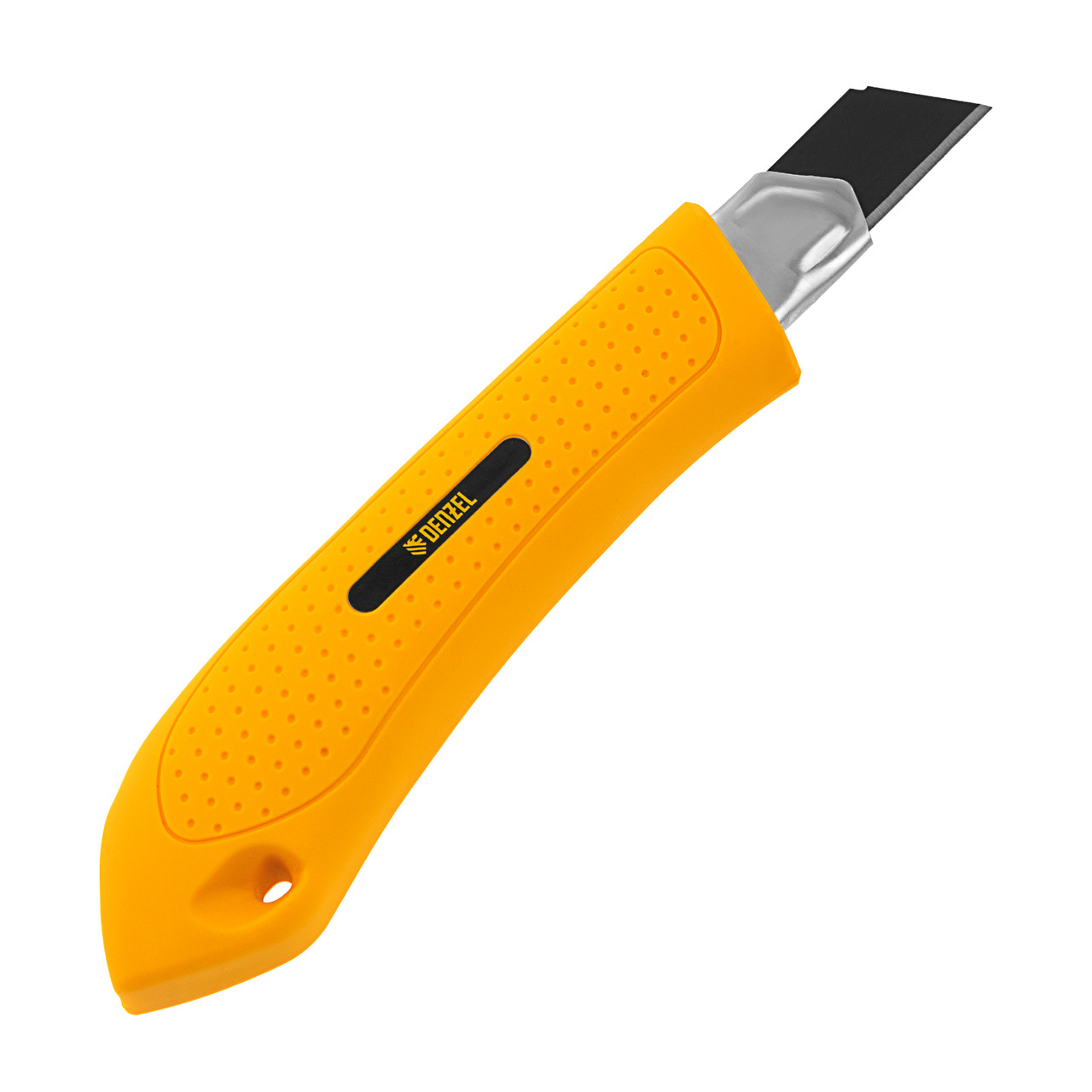 Нож, 18 мм, сменное лезвие, SK4, метал. направляющая, нажимной фиксатор// Denzel - фото 2 - id-p207773496