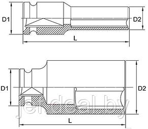 Головка ударн. 3/4" 22мм 6гр. глубокая TOPTUL KABE2422, фото 2