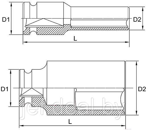 Головка ударн. 3/4" 22мм 6гр. глубокая TOPTUL KABE2422 - фото 3 - id-p211190649