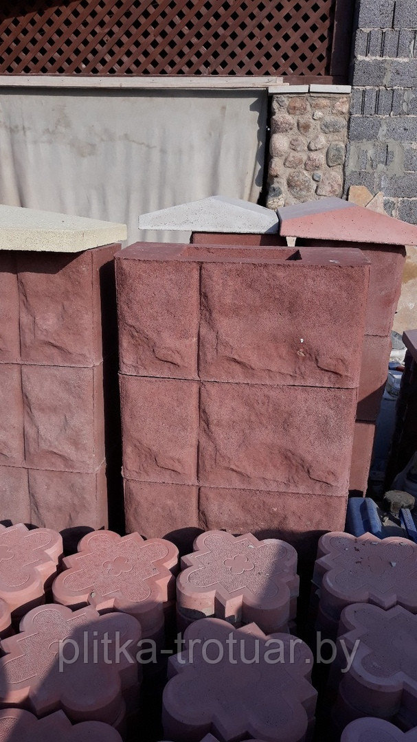 Блок бетонный для пролета забора "Рваный камень" 400х200х200, цветной - фото 1 - id-p211193985