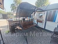 Садовые качели, из металла, с крышей из поликарбоната, черный