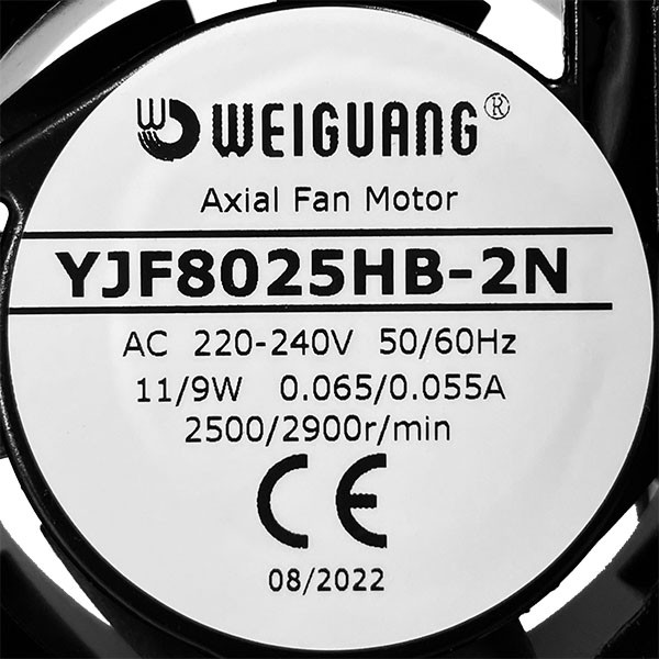 YJF8025HB Вентилятор 80х80х25 мм, 220V HB Weiguang - фото 2 - id-p211194137