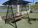 Садовые качели, из металла, с крышей из поликарбоната, с элементами ковки (с ковкой), черный, фото 2