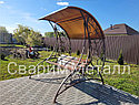 Садовые качели, из металла, с крышей из поликарбоната, с элементами ковки (с ковкой), черный, фото 4