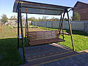 Садовые качели, из металла, с крышей из поликарбоната, с элементами ковки (с ковкой), черный, фото 6