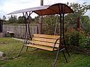 Садовые качели, из металла, с крышей из поликарбоната, с элементами ковки (с ковкой), черный, фото 8
