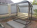 Садовые качели, из металла, с крышей из поликарбоната, с элементами ковки (с ковкой), черный, фото 9
