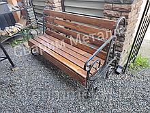 Садовая скамейка (мебель в сад), из металла, с элементами ковки, черный