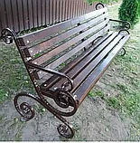 Садовая скамейка (мебель в сад), из металла, с элементами ковки, коричневый, фото 8