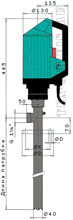 Электрический химстойкий бочковой насос Gruen Pumpen (Германия), 520 W, 1200 мм, полипропилен