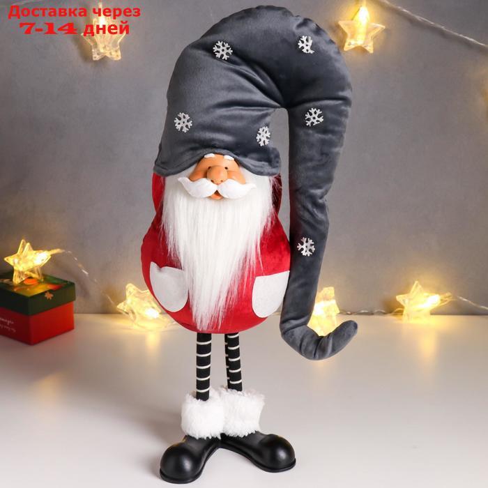Кукла интерьерная "Дед Мороз в бордовом кафтане, в сером колпаке со снежинками" 42х13х18 см 626011 - фото 1 - id-p211175624