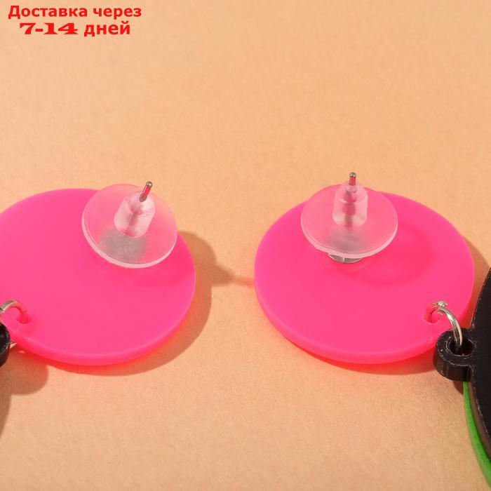 Серьги пластик "Вкусняшка" арбузики, цвет чёрно-розовый - фото 2 - id-p211175654