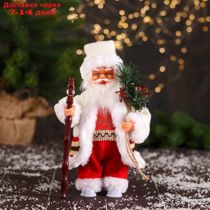 Дед Мороз "В костюмчике с орнаментом, с посохом" двигается, 11х25 см - фото 1 - id-p211175742