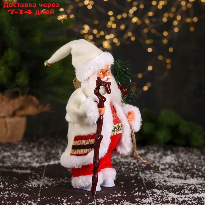 Дед Мороз "В костюмчике с орнаментом, с посохом" двигается, 11х25 см - фото 2 - id-p211175742