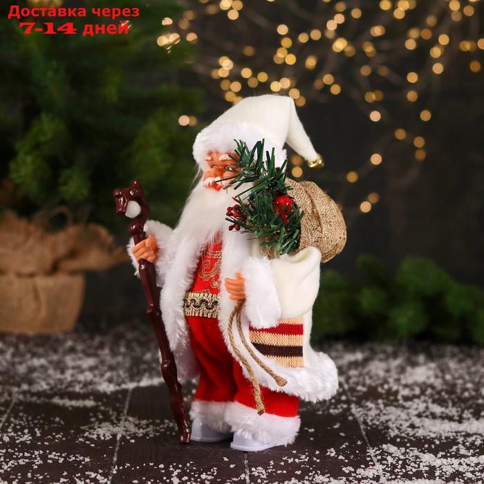 Дед Мороз "В костюмчике с орнаментом, с посохом" двигается, 11х25 см - фото 4 - id-p211175742
