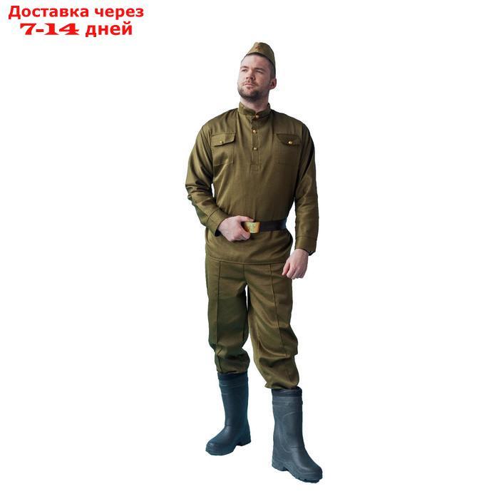 Карнавальный костюм "Солдат", пилотка, гимнастёрка, ремень, брюки, р. 42-44 - фото 1 - id-p211174318