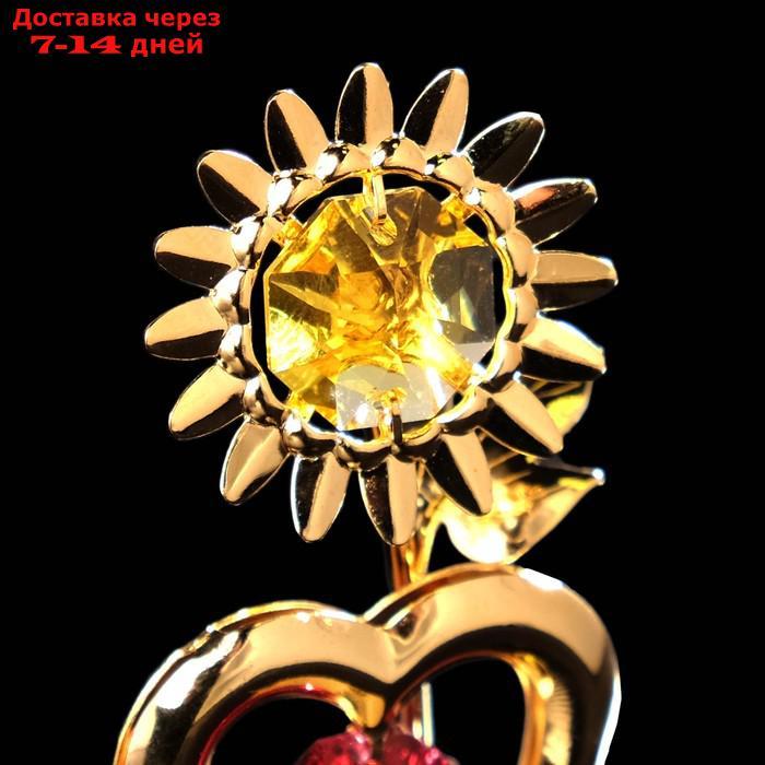 Сувенир "Сердце с солнцем", 3×3×8 см, с кристаллами Сваровски - фото 4 - id-p211175169