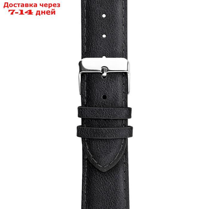 Ремешок для часов, мужской, 20 мм, натуральная кожа, чёрный - фото 3 - id-p211177112