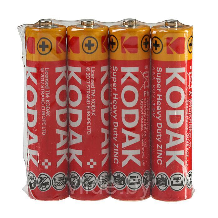 Батарейка солевая Kodak Extra Heavy Duty, AAA, R03-4S, 1.5В, спайка, 4 шт. - фото 2 - id-p211202360