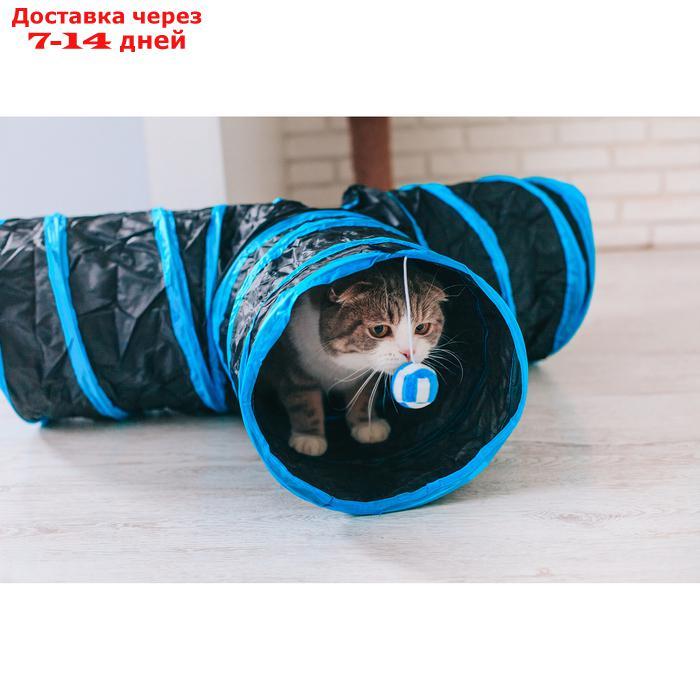 Туннель для кошек шуршащий "Тройник", 80 см, диаметр трубы 25 см - фото 10 - id-p211175436