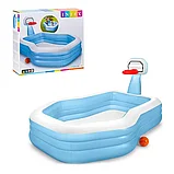 Бассейн надувной INTEX детский с баскетбольным кольцом 257х188х135 см, фото 6