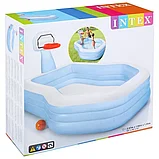 Бассейн надувной INTEX детский с баскетбольным кольцом 257х188х135 см, фото 7