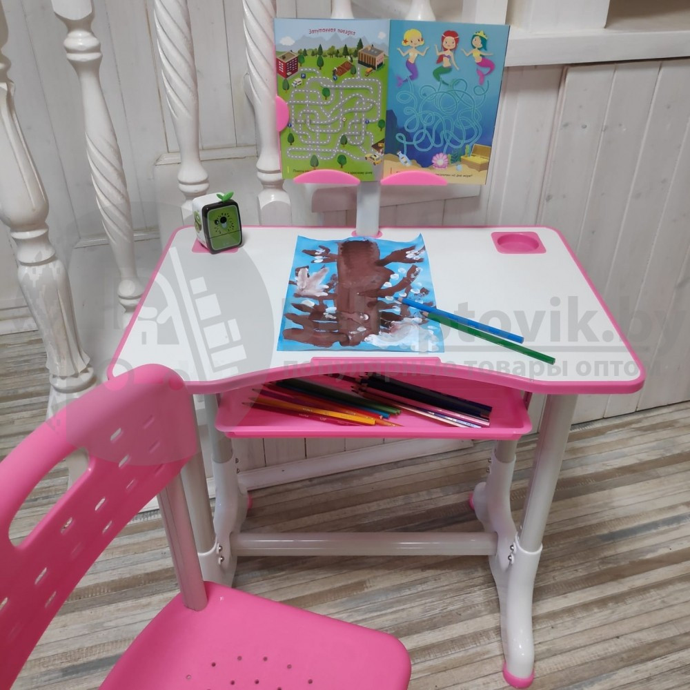 Растущая парта (стол) и растущий стул для дошкольника (подставка для книг, полка для канцтоваров) Синий - фото 5 - id-p211205405