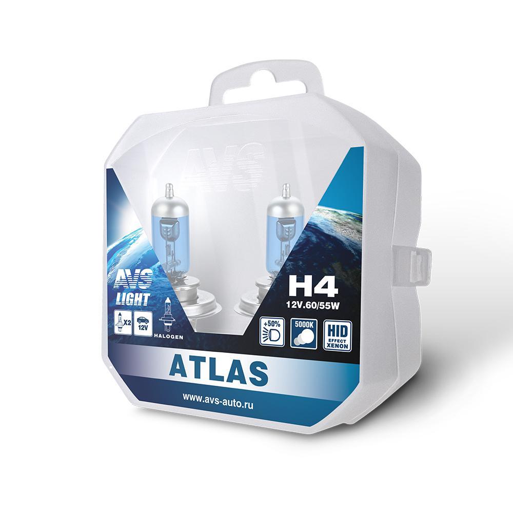 Галогенная лампа AVS ATLAS PLASTIC BOX/5000К/PB H4.12V.60/55W.Plastic box-2шт. - фото 1 - id-p211204894