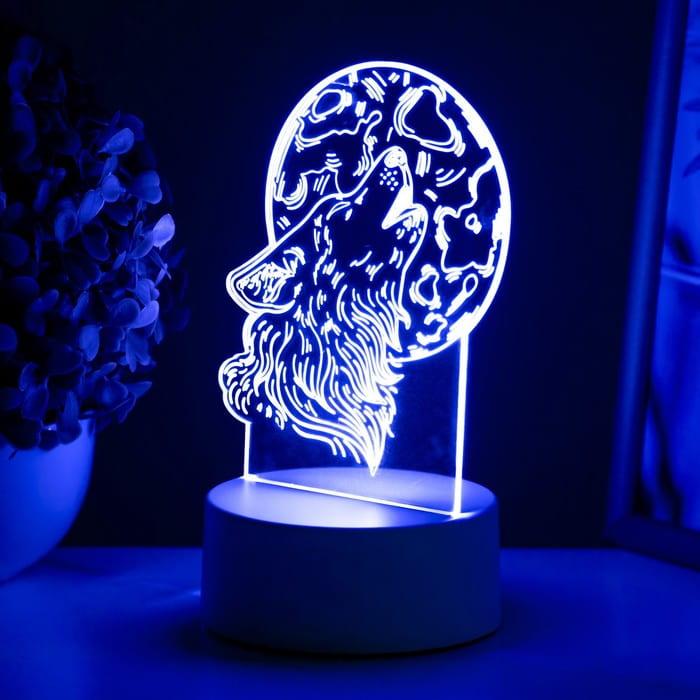 3D светильник «Волк» LED белый, 3 режима цвета - фото 1 - id-p211205147